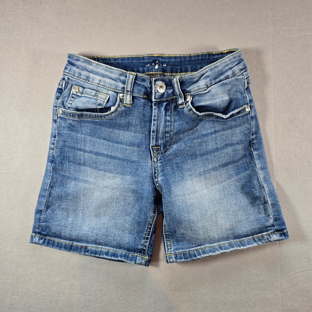 7 For All Mankind Kids Blue Denim Shorts Medium Wash Stretch RGB4709 Size 7